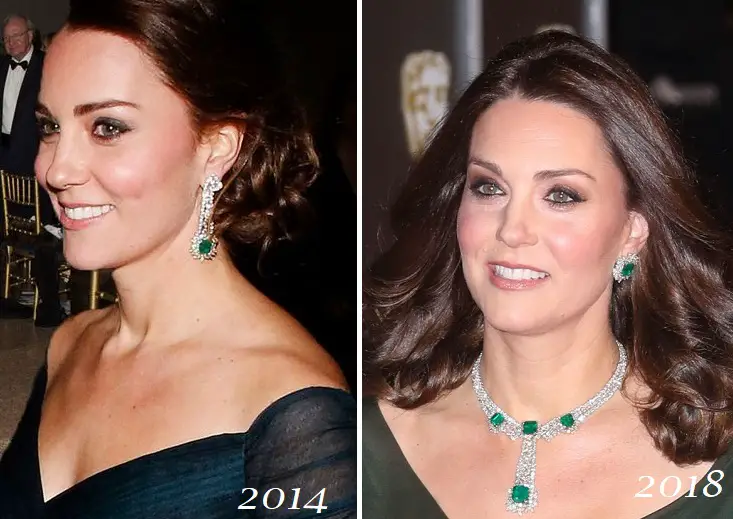 The Duchess of Cambridge Diamond Emerald eaarings and necklace