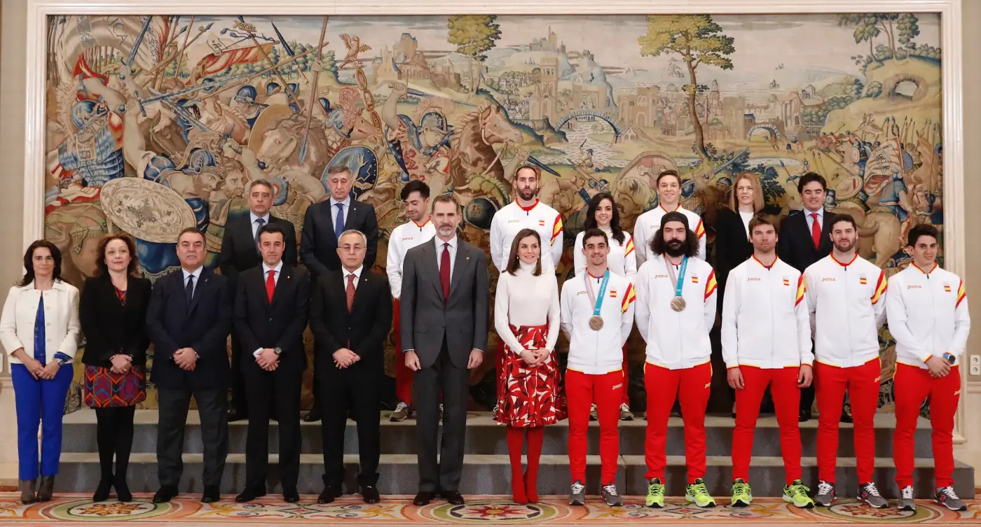 Queen Letizia in Favourite Red for Audience with Spanish Winter Olympic Team