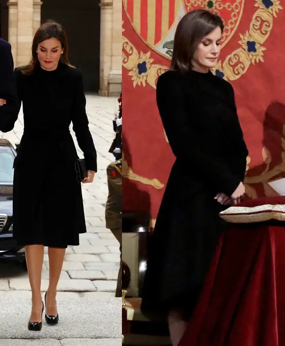 For the somber event, Queen Letizia donned an all-black outfit