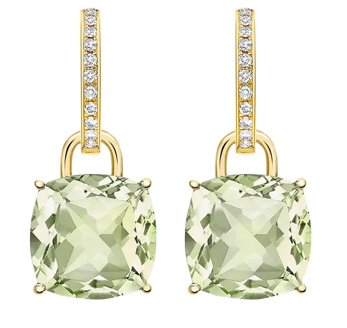 Duchess of Cambridge Kiki McDonough green amethyst and diamond cushion cut earrings
