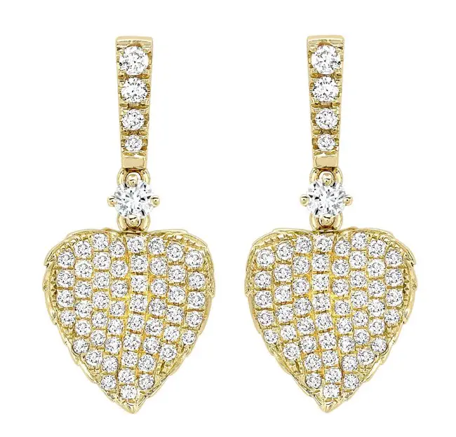 Duchess of Cambridge Kiki 'Lauren' Yellow Gold Pave Diamond Leaf Earrings