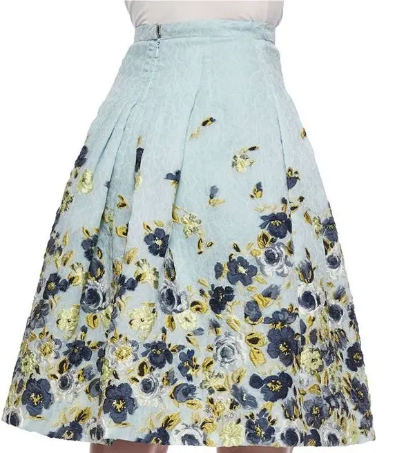 Carolina Herrera Flower Fil Coupe Party Skirt