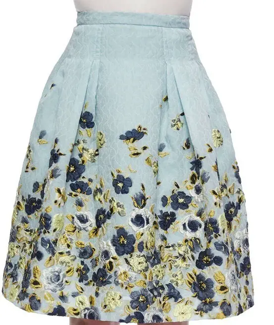 Queen Letizia Carolina Herrera Flower Fil Coupe Party Skirt