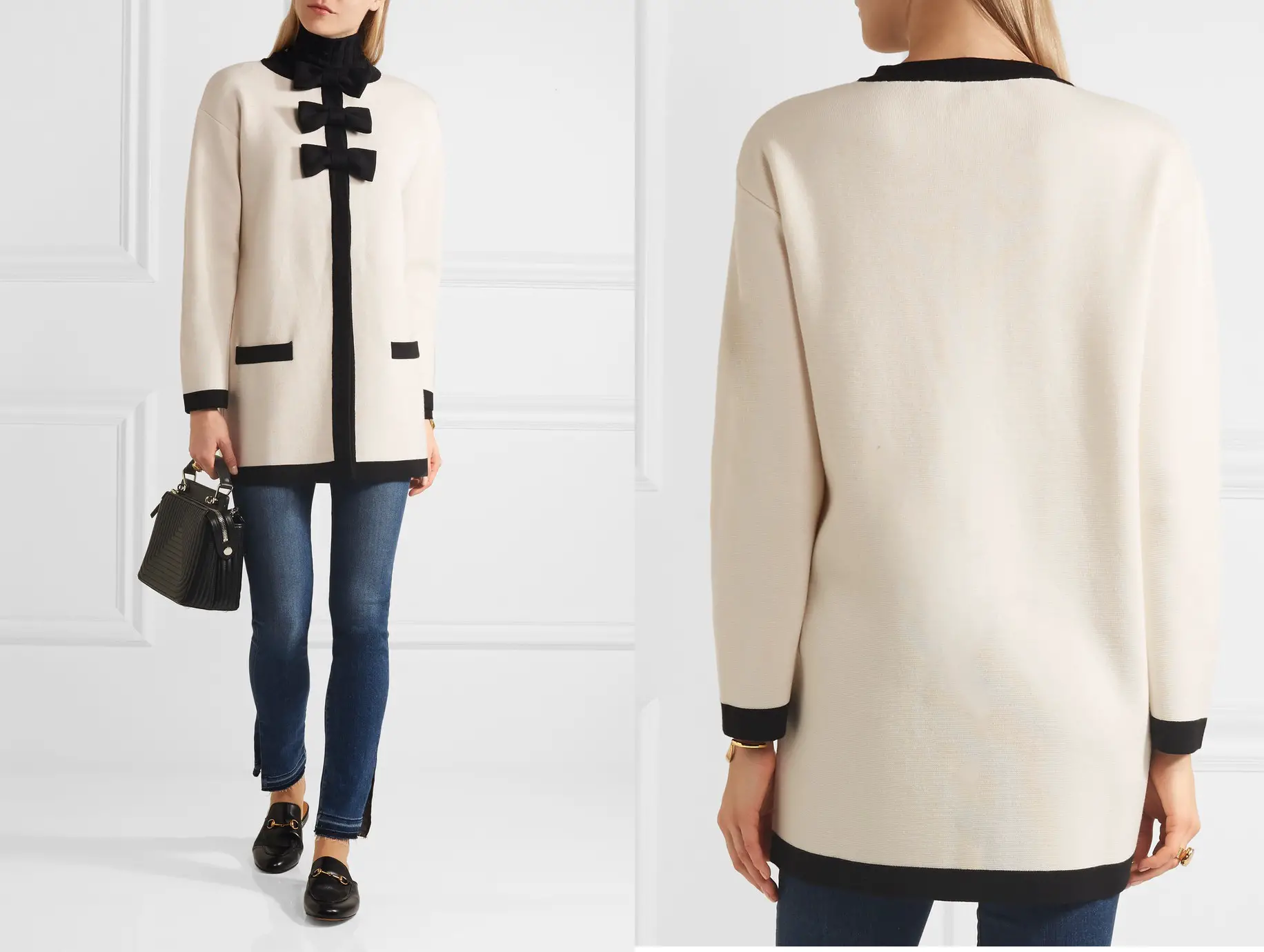 Duchess of Cambridge Boutique Moschino Bow-Embellished Wool and Cotton-Blend Jacket