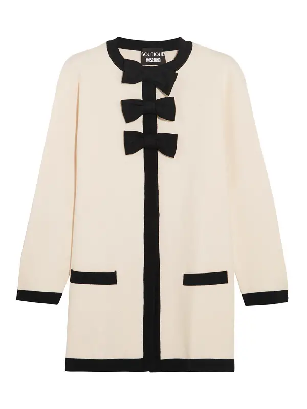 Boutique Moschino Bow-Embellished Wool and Cotton-Blend Jacket