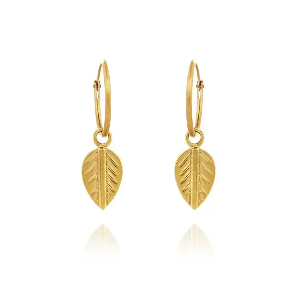 Vinnie Day Gold Plated Logo Leaf Earrings