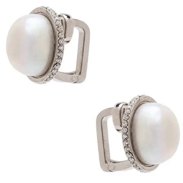 Balenciaga Eugenia Pearl Clip Earrings