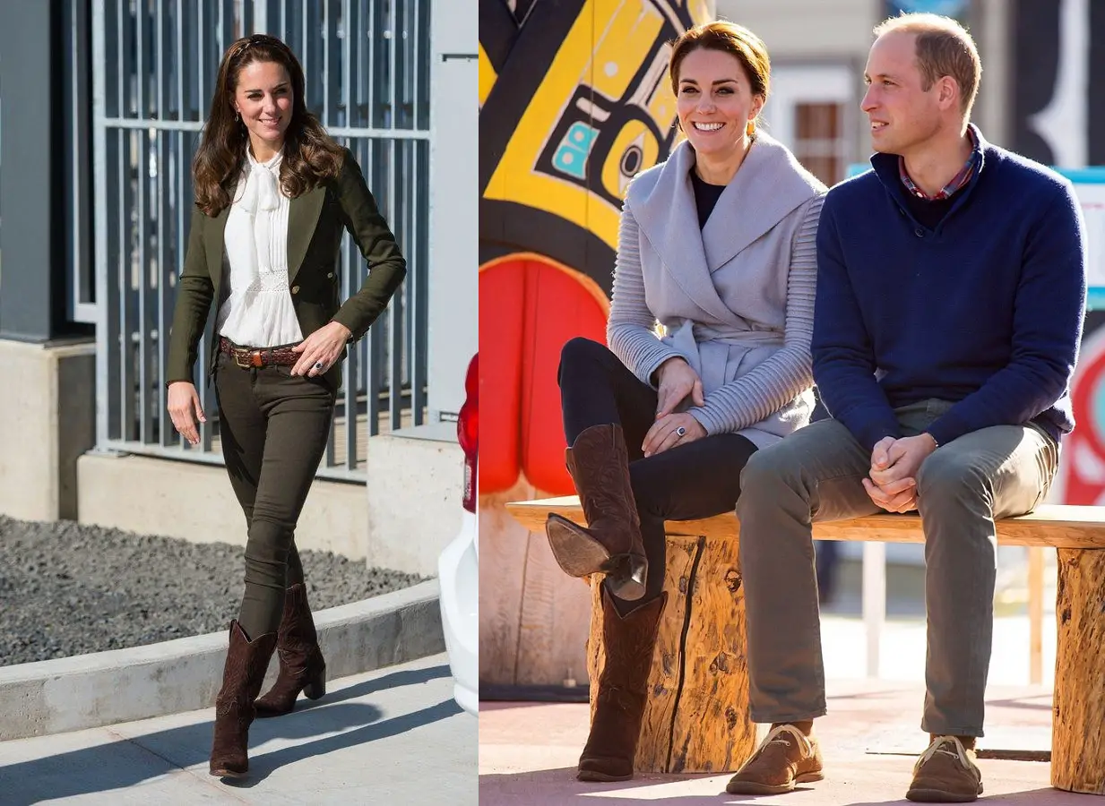 Duchess of Cambridge Kate wearing R. Soles Virgi Cholcolate Suede Boots during Canada tour