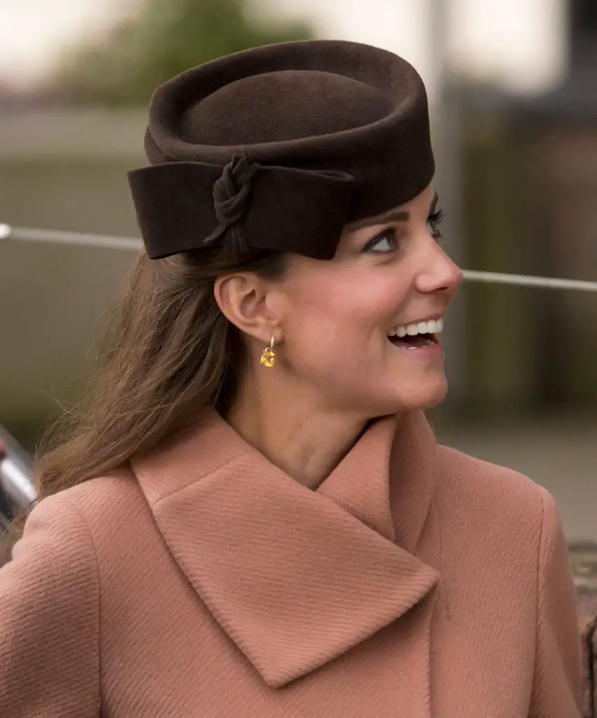 Duchess of Cambridge wearing Kiki McDonuogh Classic Citrine Cushion & Diamond Earrings