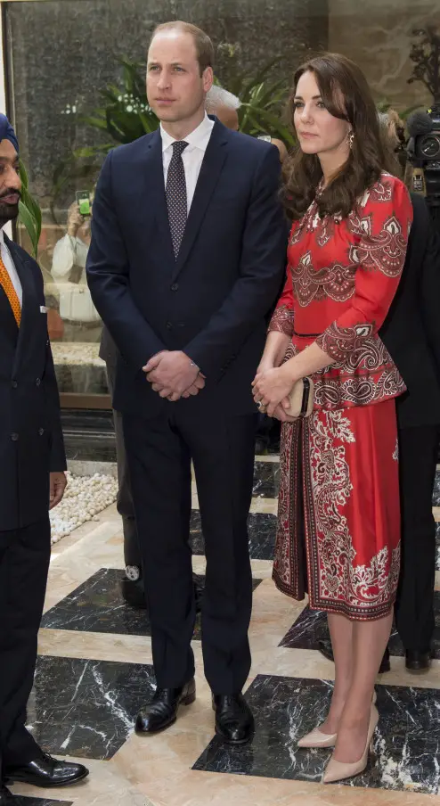 Duchess of Cambridge wearing LK Bennett Fern Pumps with Alexander McQueen Dress in India