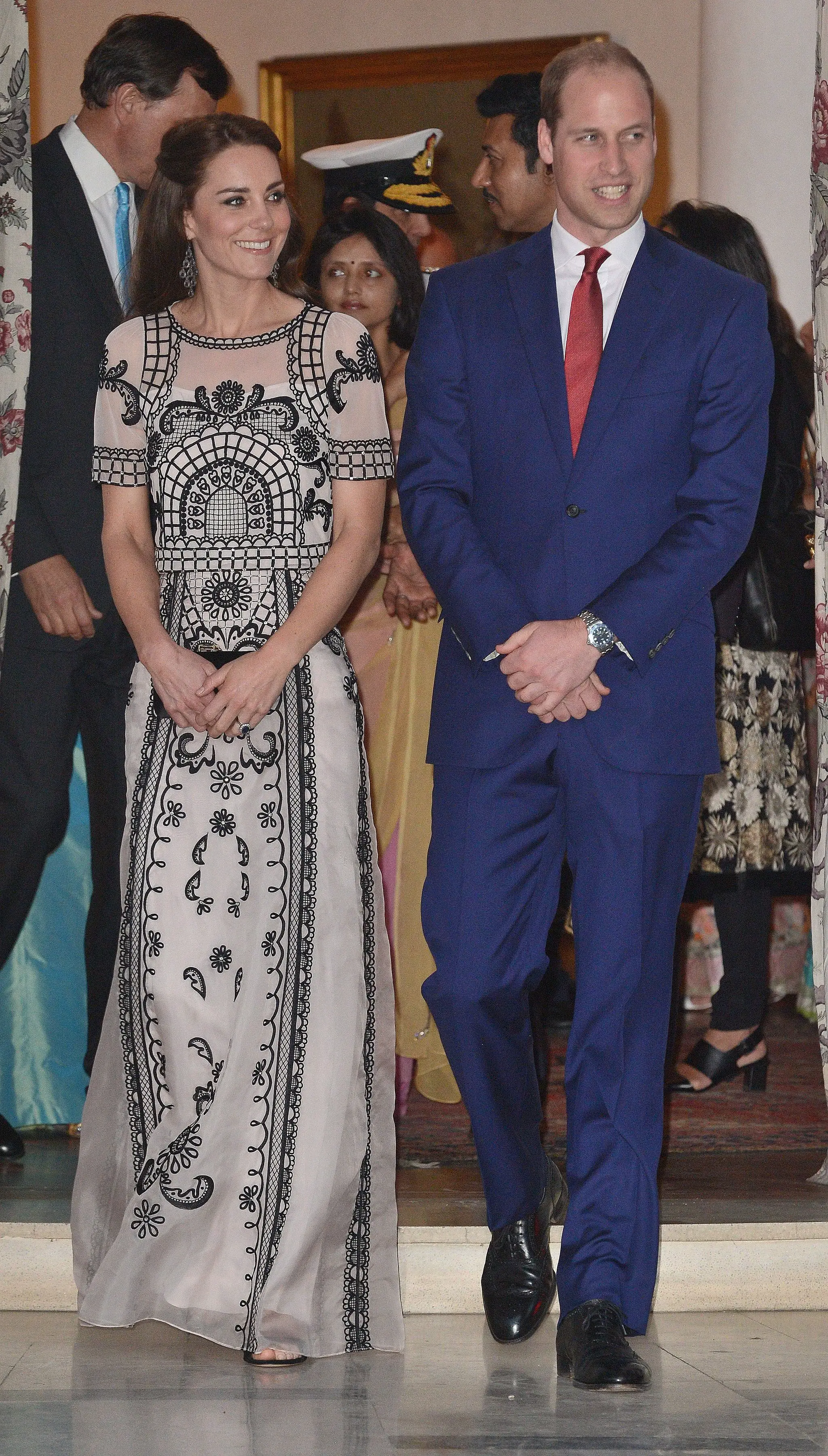 Duke and Duchess of Cambridge in India durign garden party Catherine wearing Temperley London Delphia Top and Skirt