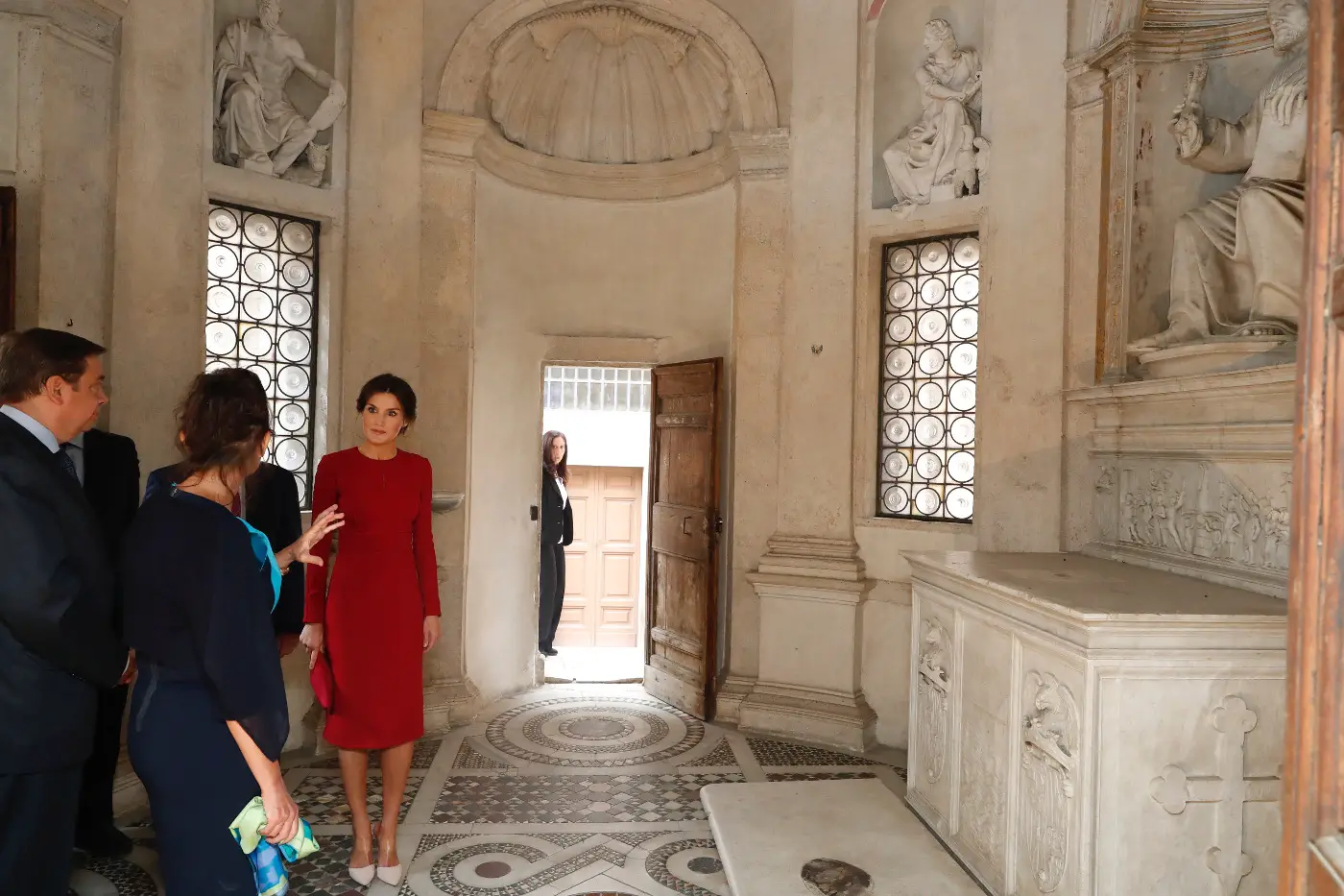 Queen Letizia wore Red Carolina Herrera dress to Rome