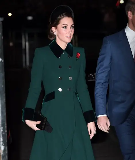 Duchess of Cambridge at Westminster Abbey to mark the centenary of Armistice Day