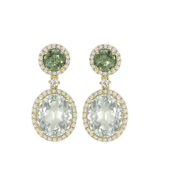 Kiki McDonough “Special Edition Green Tourmaline, Green Amethyst and Diamond Earrings”.