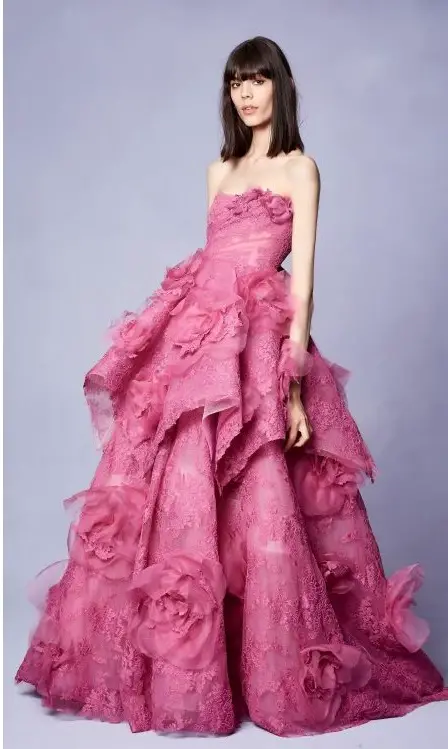 Marchesa Resort 2018 Pink Floral Gown
