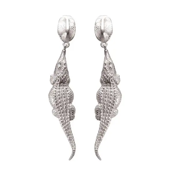 Patric Mavros Croc Hornback Dangle Earrings