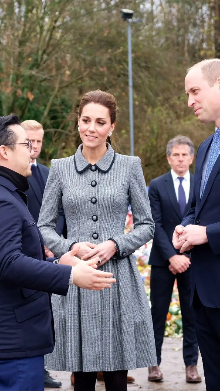 Duchess of Cambridge in Catherine Walker Gray Coat for Leicester Visit