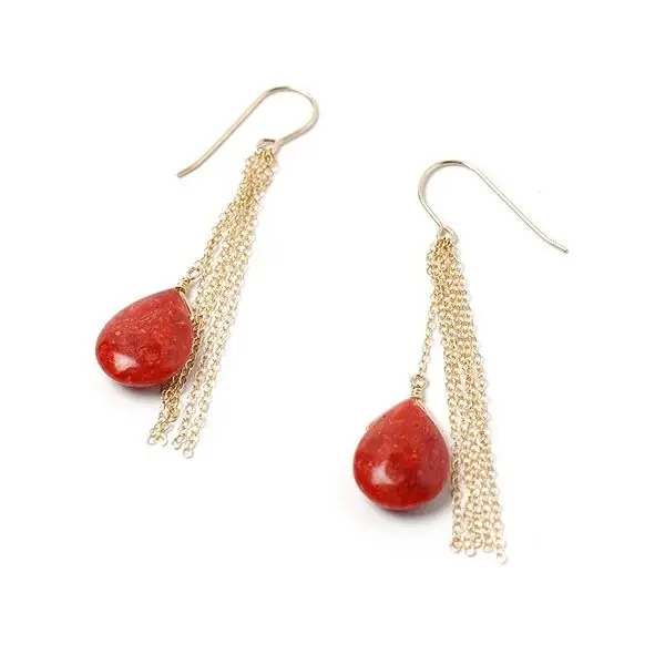 Serretta Red Sponge Coral Earrings