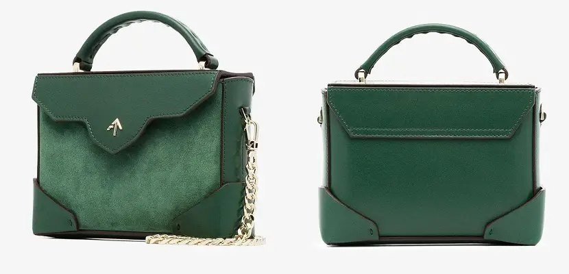 Manu Atelier Green Micro Bold Leather Shoulder Bag