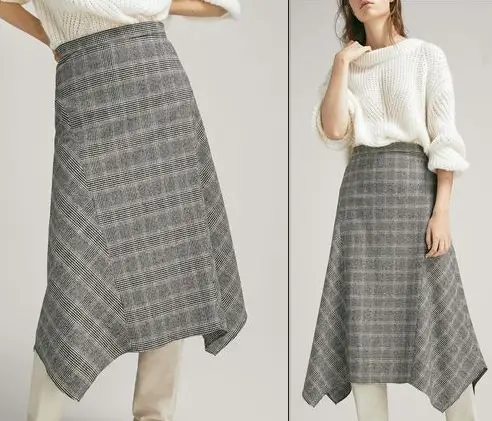 Massimo Dutti Midi Glen Patterns Wool Skirt