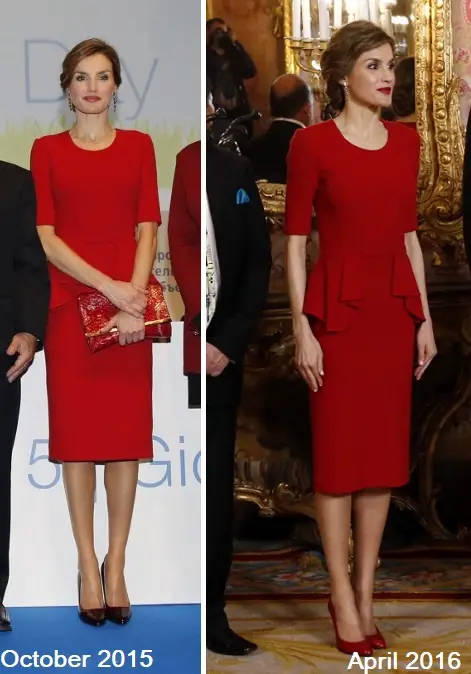 Queen Letizia red Carolina Herrera Peplum Dress