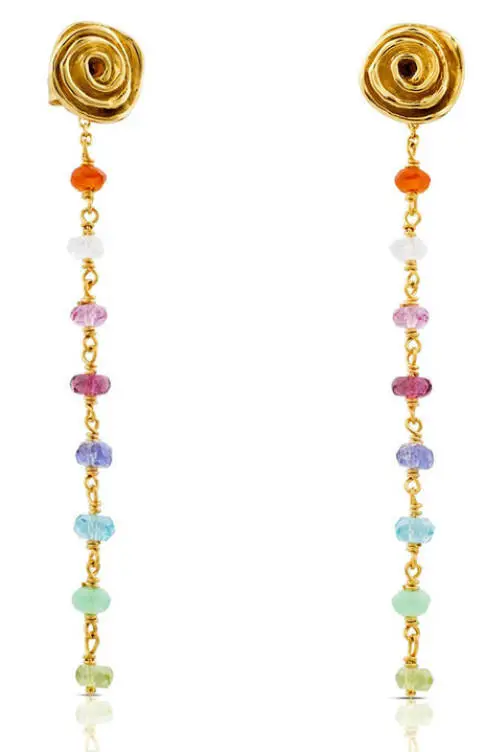 TOUS Gold New Romance Earrings with Gemstones