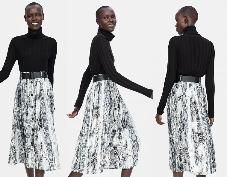 Zara Serpienct Print Belt Skirt