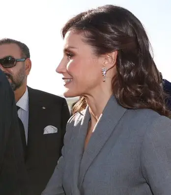 Queen Letizia wore Diamond earrings to Morocco