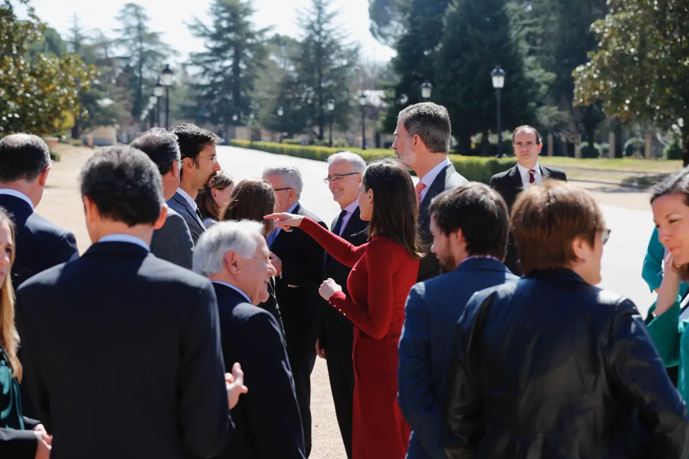 Felipe and Letizia with Scientists in a meeting at Palace