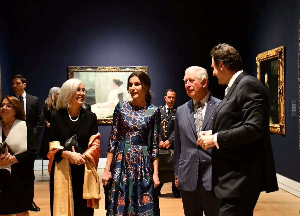 Queen Letizia of Spain visited London to open an exhibtion wtih Prince Charles