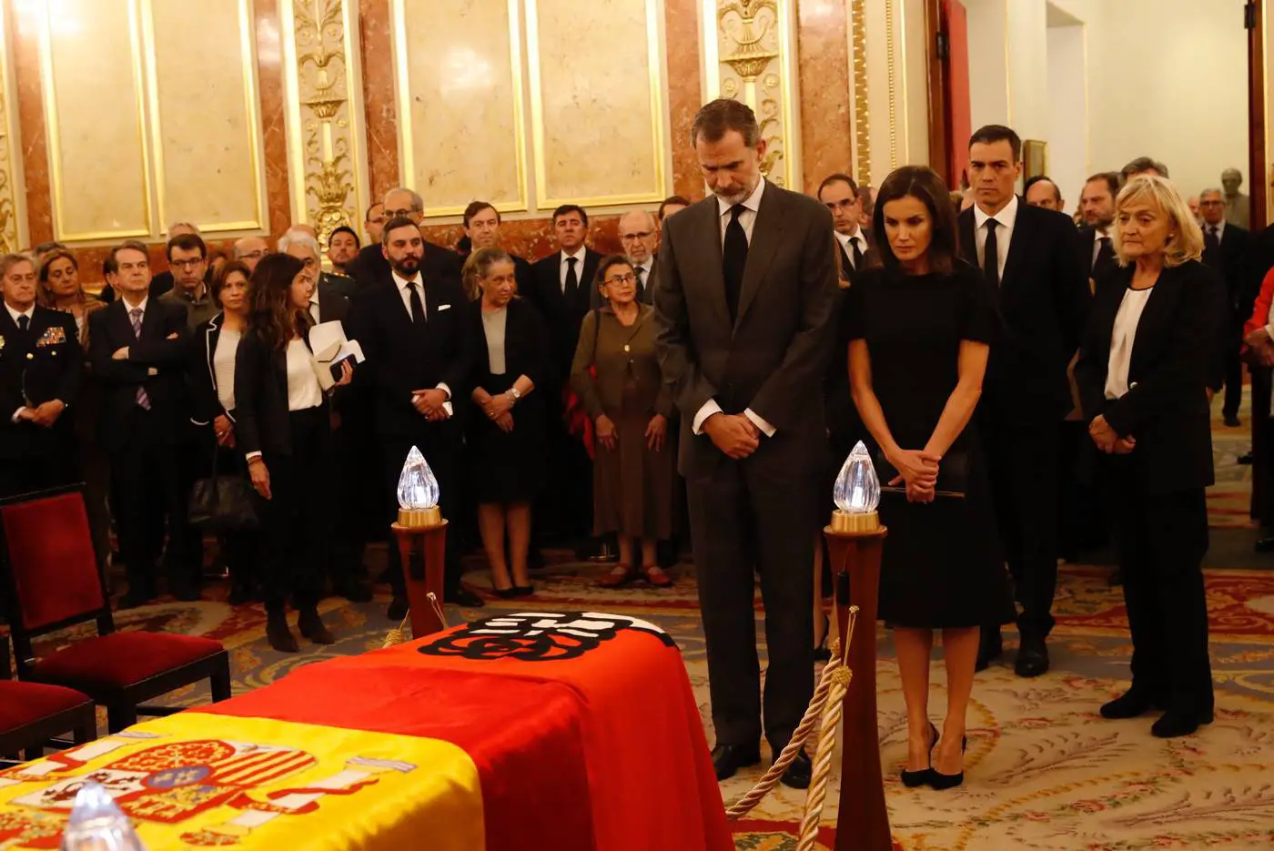 King Felipe and Queen Letizia at the Funeral of leader Alfredo