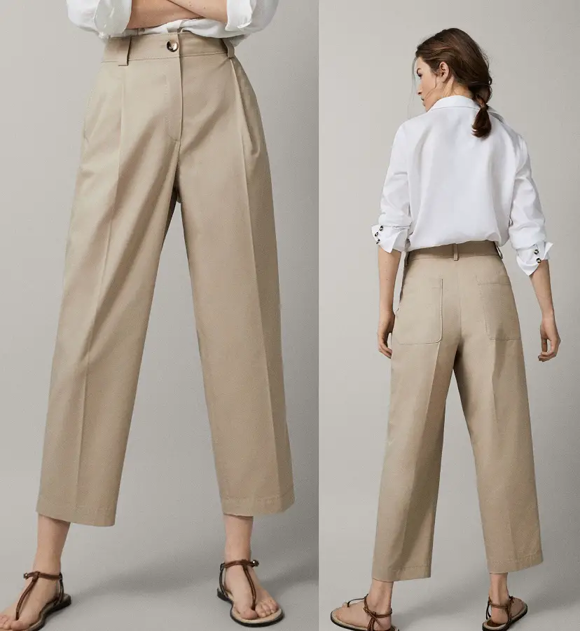 Massimo Dutti darted cropped fit chinos