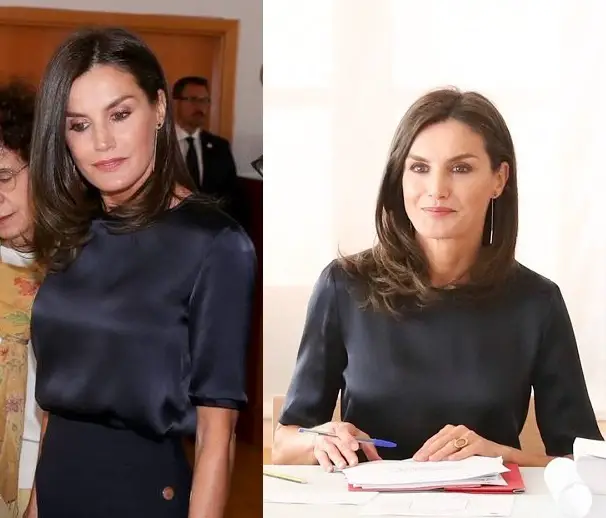 Queen Letizia in Regal blue at Student Residence Board Meeting