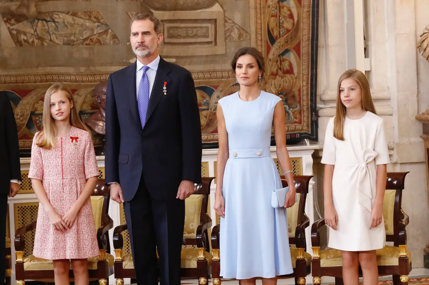 Queen Letizia in Baby Blue dress at Order of Merit Presentation