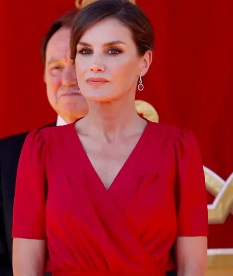 Queen Letizia in red outfit for Armed Forces day