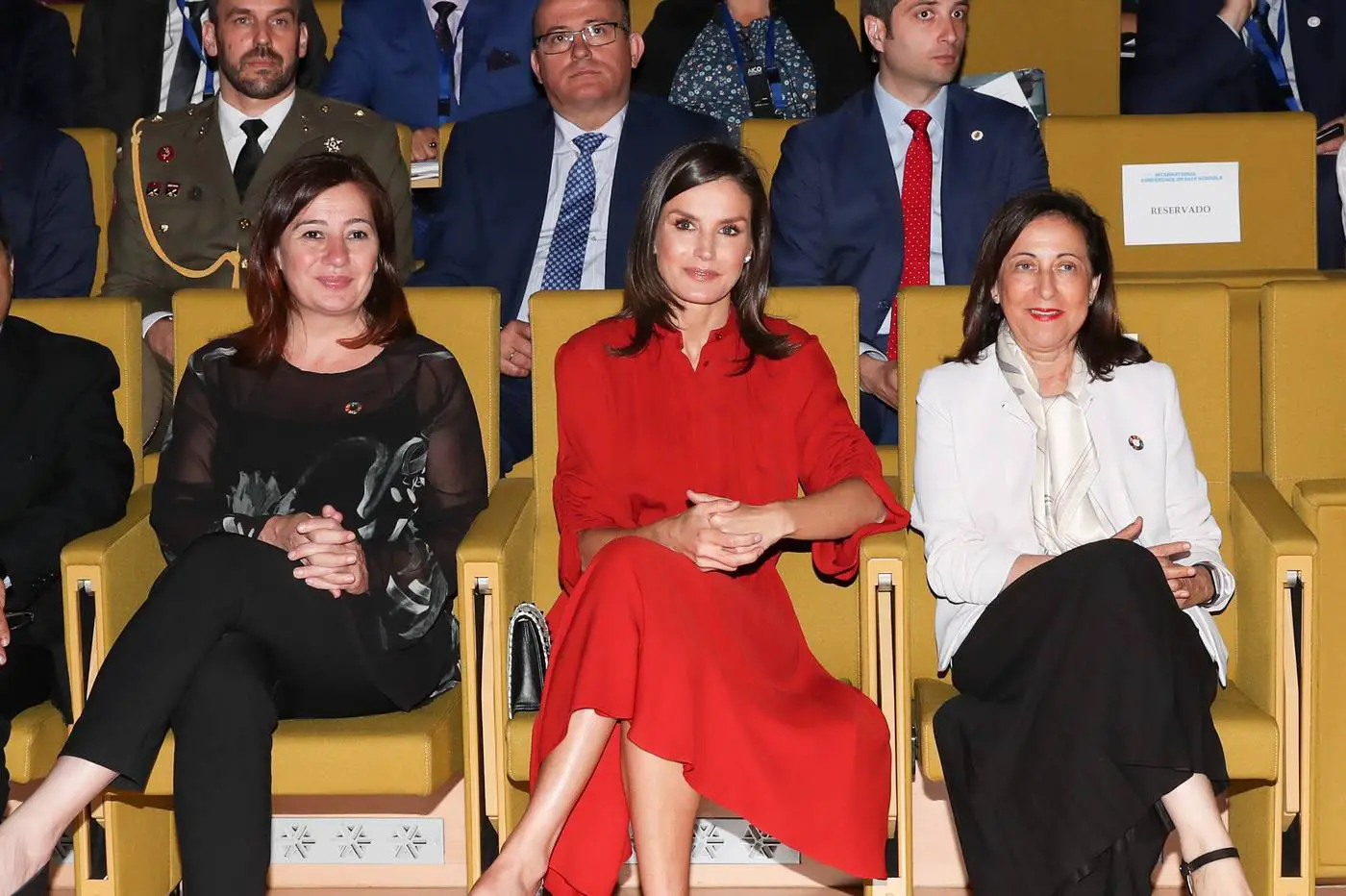 Queen Letizia wore red Salvatore Ferragamo dress in mallorca