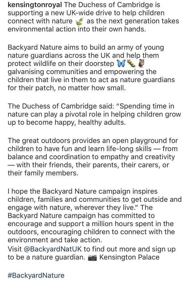 Duchess of Cambridge Took her Outdoor Love to Next Step with Backyard Nature