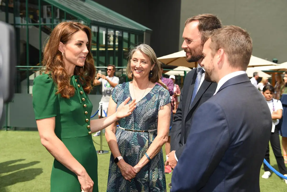 Duchess of Cambridge in green Dolce and gabbana dress at Wimbledon finale