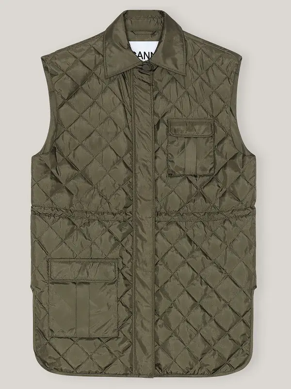 The Duchess of Cambridge wore Ganni Quilted Tech Fabric Vest