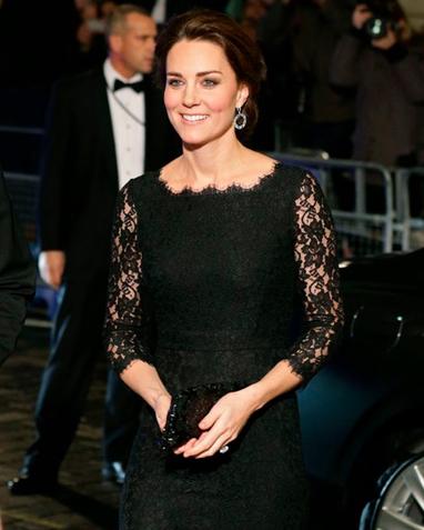 Kate Middleton wears DVF black lace Zarita dress for Royal Variety