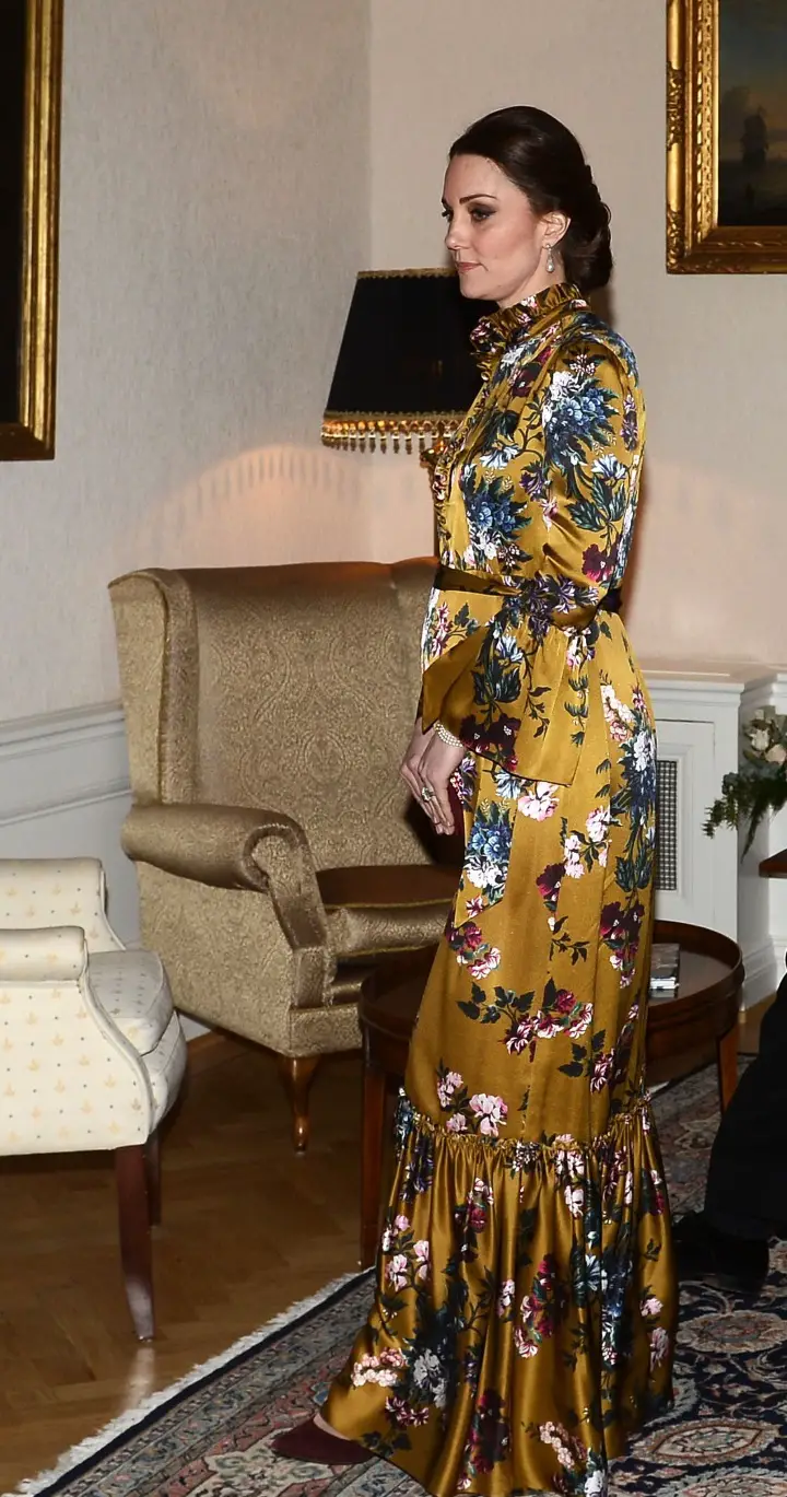 The Duchess of Cambridge wore Erdem Stephanie Gown at the evening reception during Sweden tour