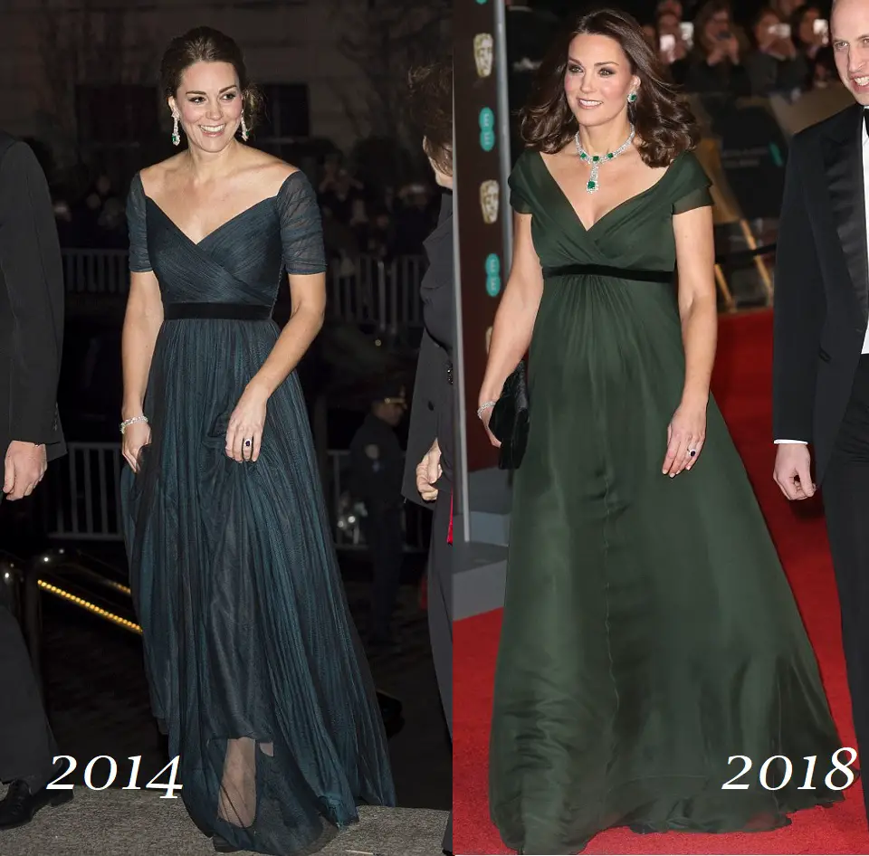 The Duchess of Cambridge wearing Jenny Packham gown at BAFTA
