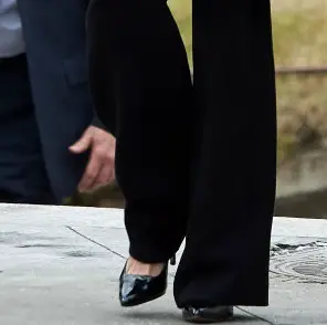 Queen Letizia wore her Lodi Black Leather Pumps with Concealed Platform