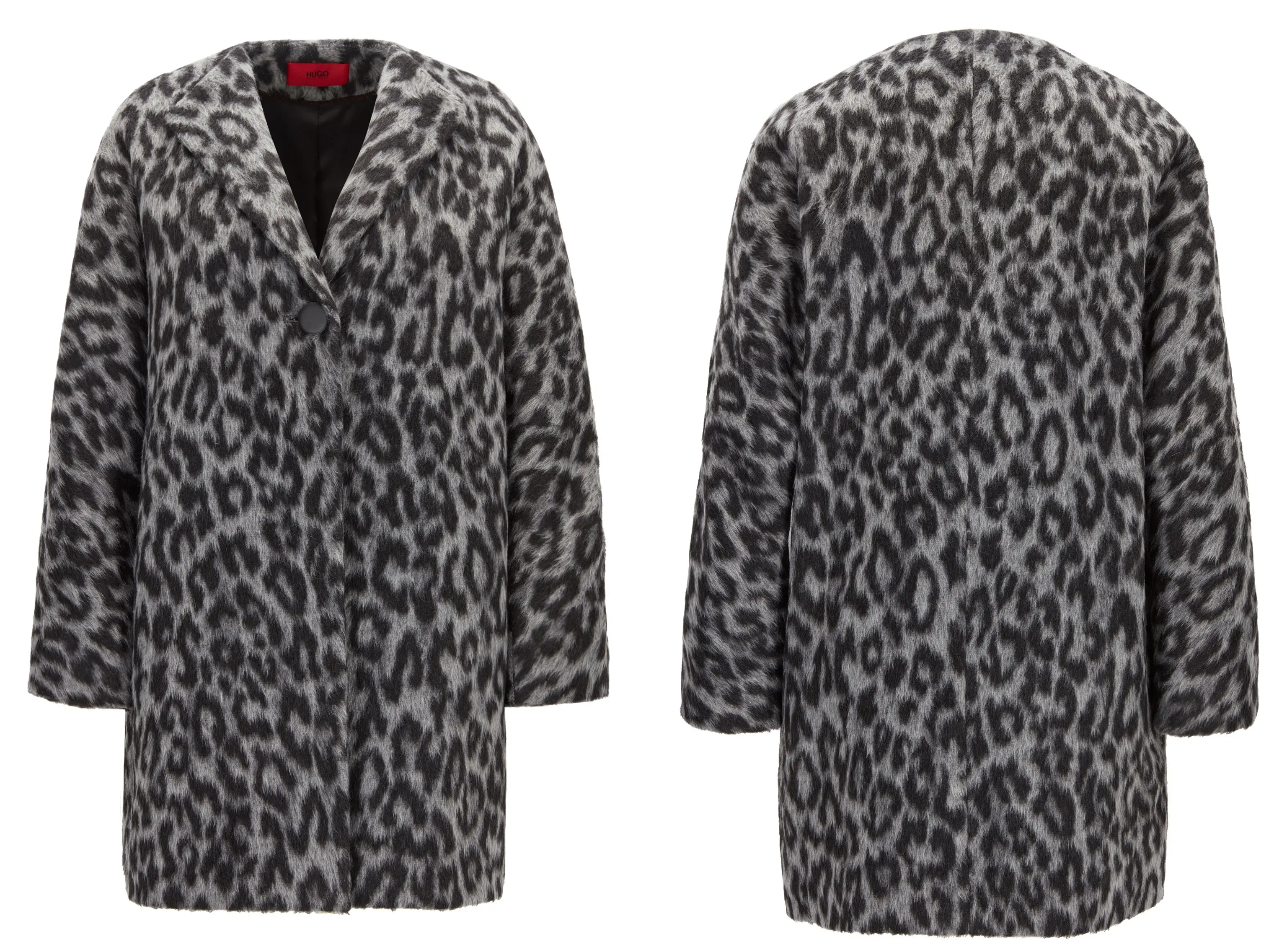 Queen Letizia wore HugoBoss ' Mathia-2 ' oversize-fit coat in two-tone cheetah print