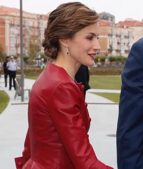 Queen Letizia goes leather for the opening of new art center in Santander