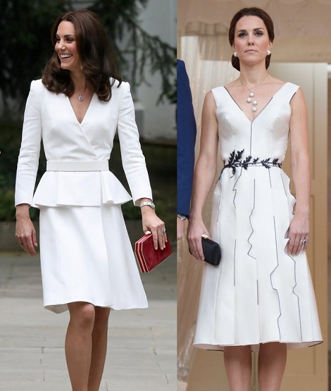 Duchess in edgy monochrome Polish dress for evening party during Poland Visit