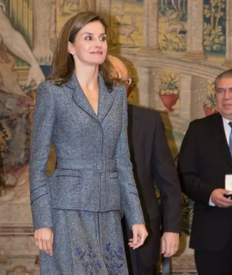 Queen Letizia brought tweed look back for Council meeting