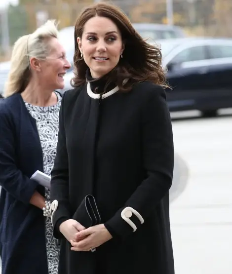 Duchess of Cambridge in Goat Washington for a day out in Birmingham with Duke