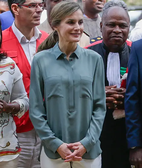 Queen Letizia kept her looks low key for Day 2 in Senegal