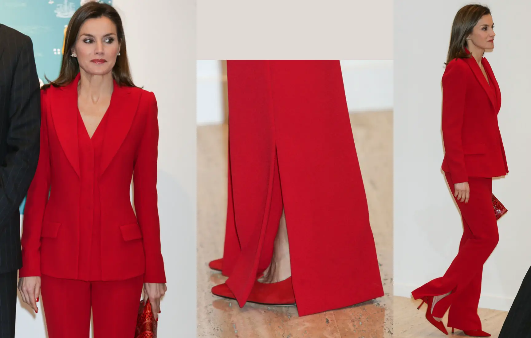 Queen Letizia wore her Roberto Torretta Red Blazer Suit